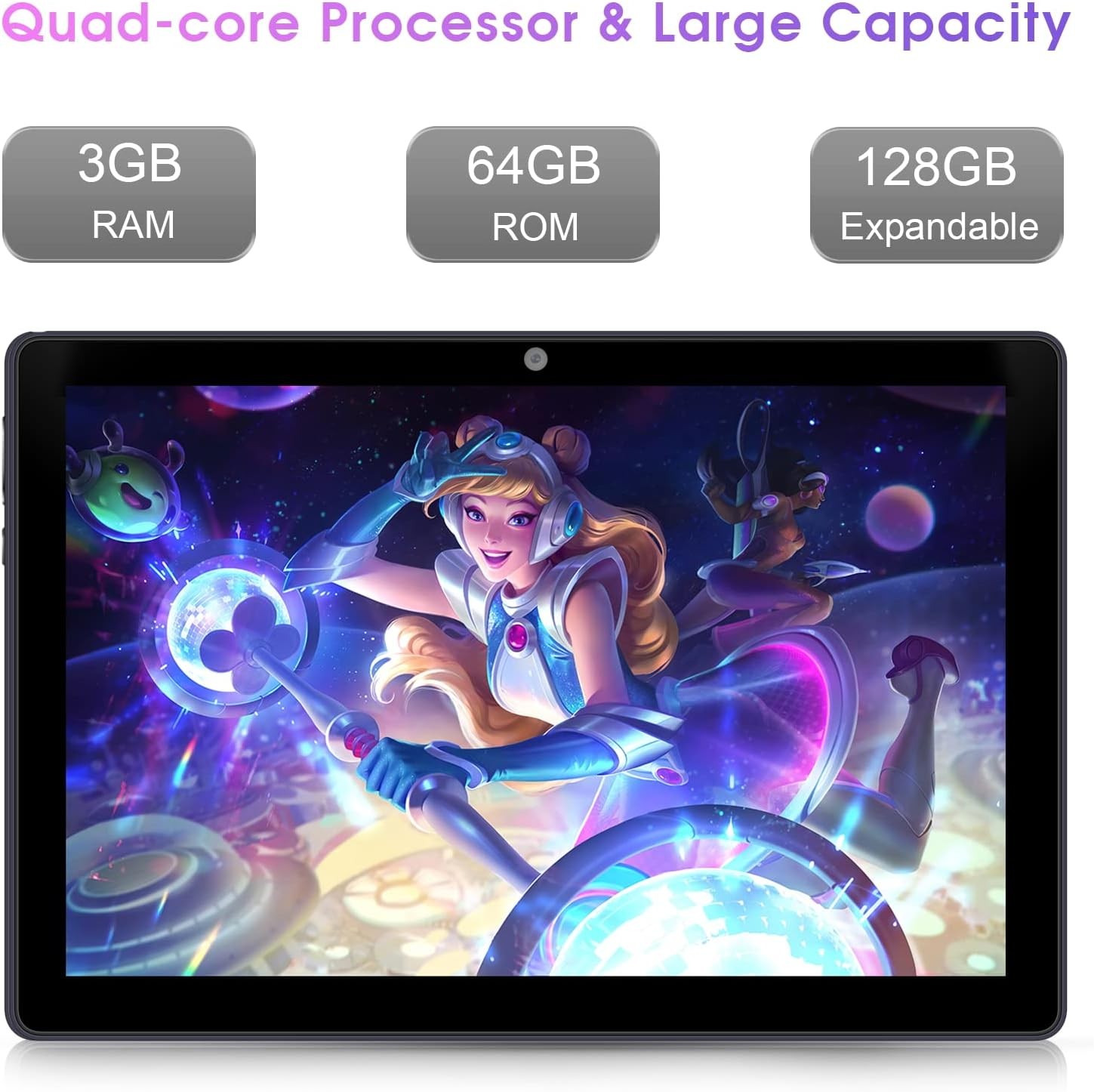 10” Android 12 Tablet 10 inch Tablet Octa-Core 5GWiFi6 3GB RAM 64GB ROM 6000mAh