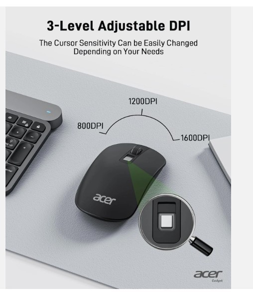 NEW Acer Computer Mouse Wireless, 2.4G Slim USB Wireless Mice with Black OMR242