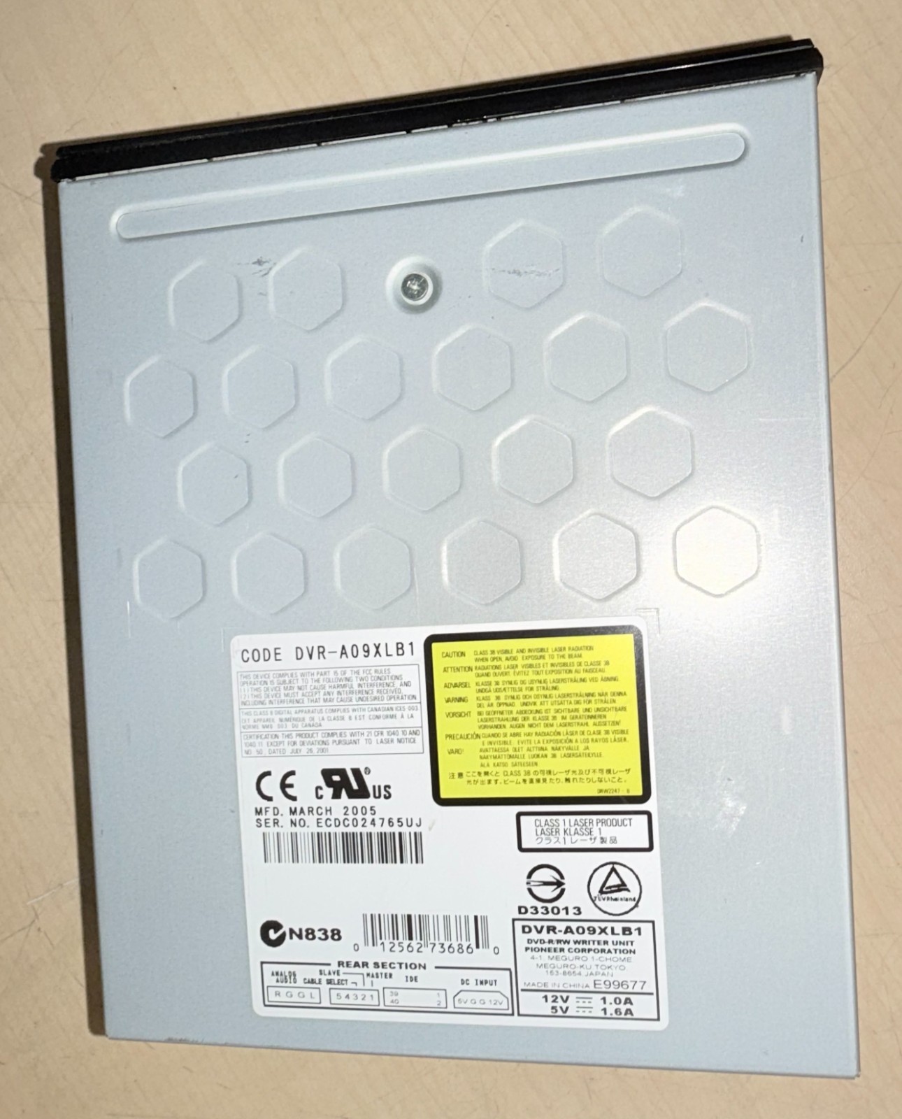 Pioneer DVR-A09XLB1 12×12 Internal DVD-R/RW Writer Dual Layer Supported 8.5Gb