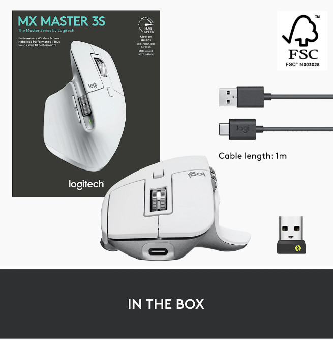 Logitech MX Master 3S Wireless Performance Mouse w/Ultra-fast Scrolling Pale Gra