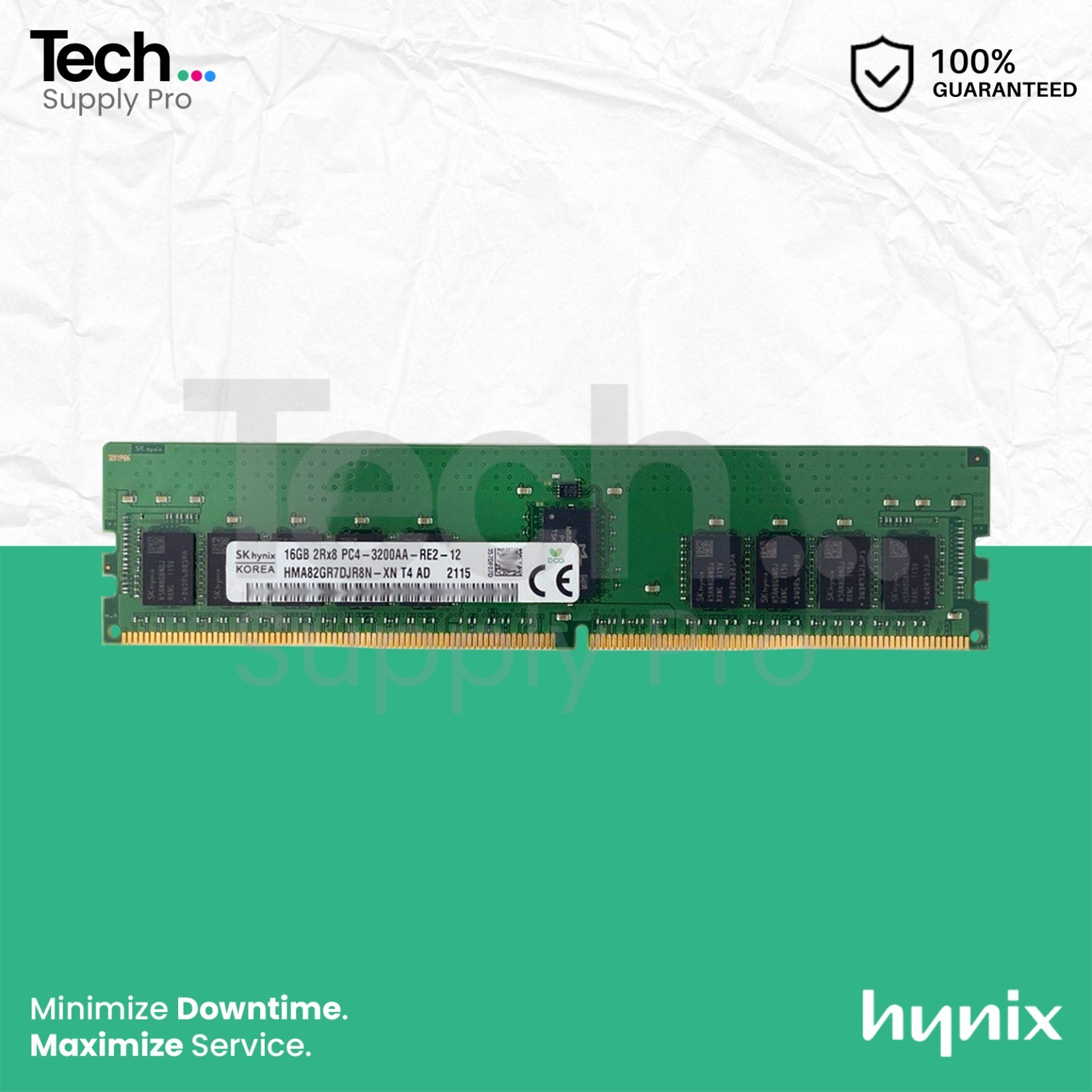 HMA82GR7DJR8N-XN Hynix 16GB PC4-25600 DDR4-3200MHz 2Rx8 1.2V RDIMM Memory