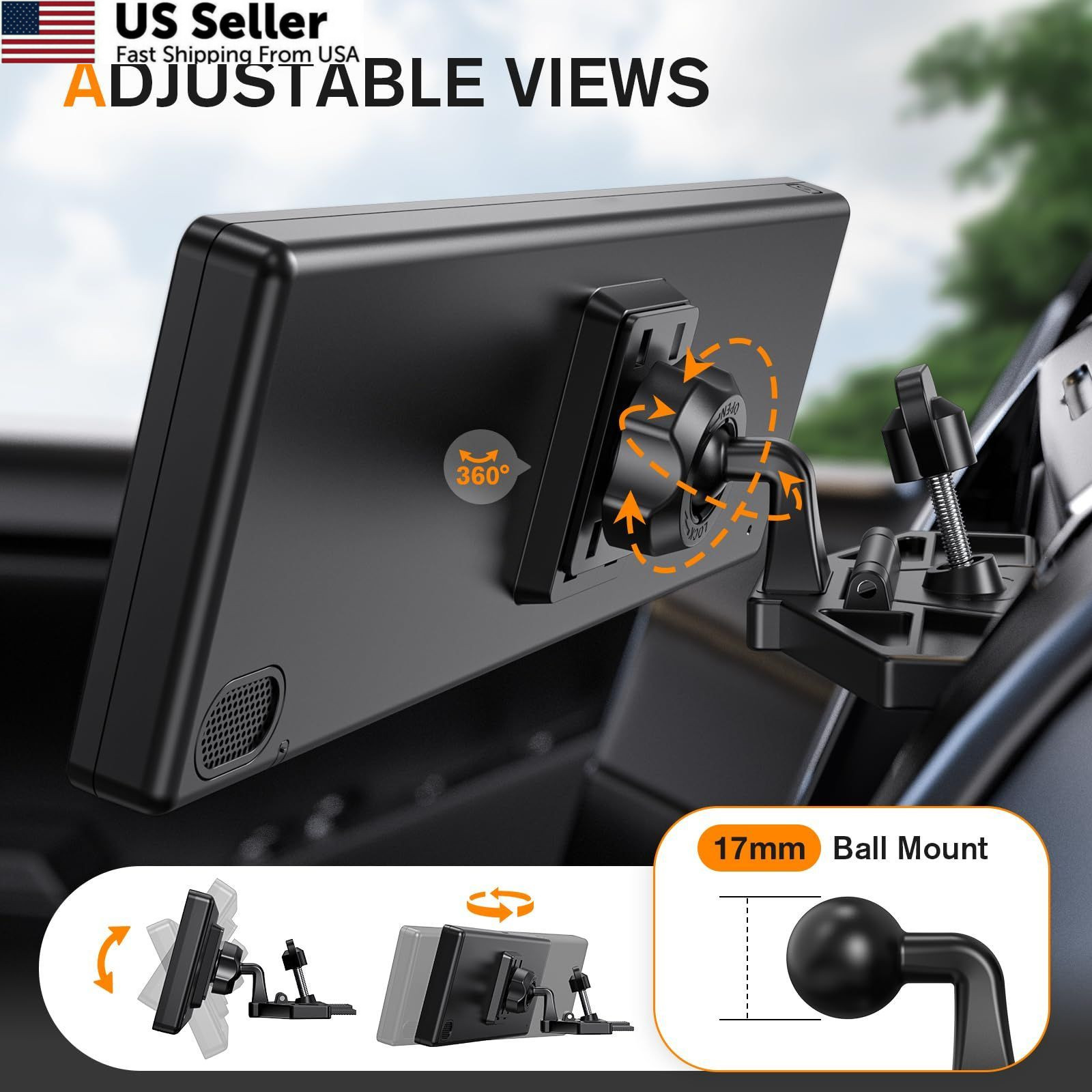 iGoevo CD Slot Mount for CarPlay Screen 360° Rotation Universal Fit, Black