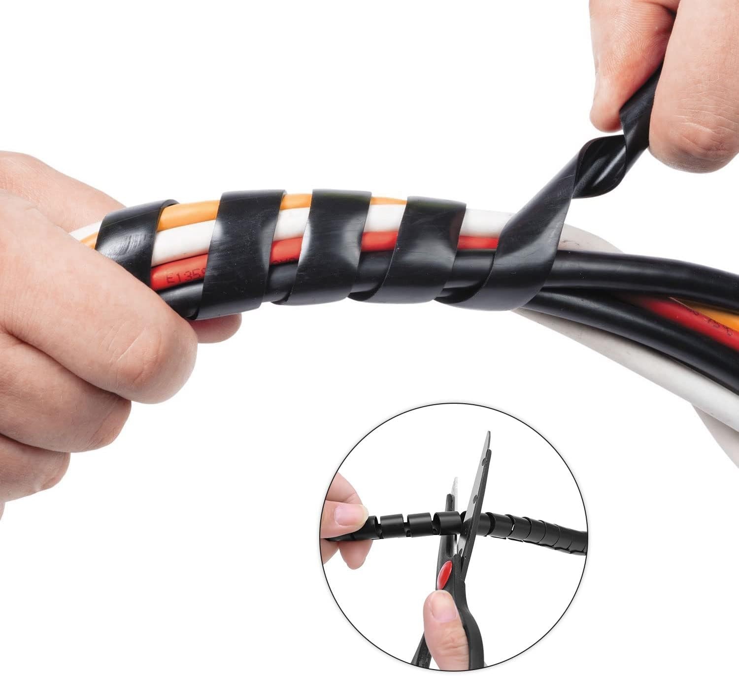 Spiral Cable Wrap – 20 Ft 1/2″ Spiral Wire Wrap Cord Covers Bundle Sleeve Hose