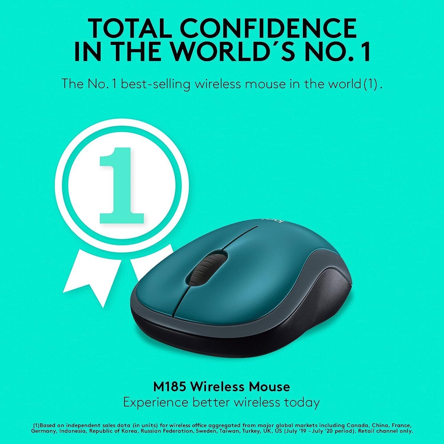 Logitech M185 Wireless Mouse 2.4GHz Optical 1000 DPI For PC Mac – Blue