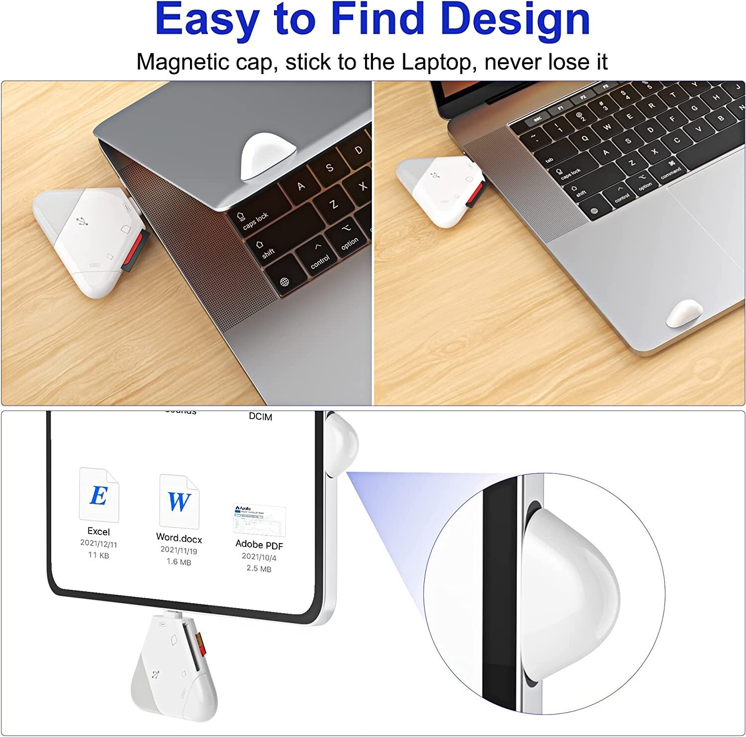 SD Card Reader 3-in-1 Memory Card Reader for iPhone/iPad, USB C & USB A Devices