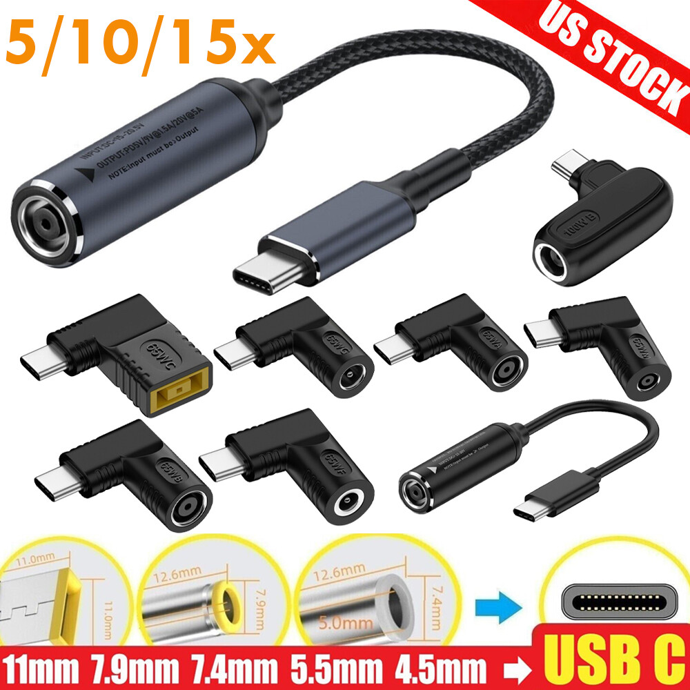 5/10/15X Laptop Charger Converter TO USB Type C PD Power Charging Cable Adapter