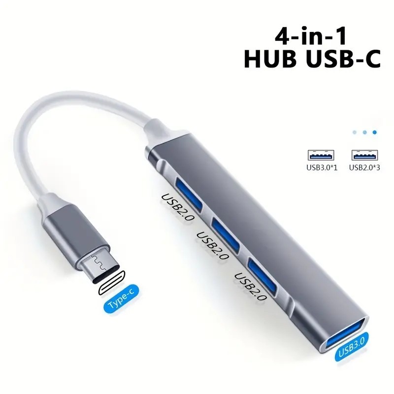 4 Port USB Type C Hub OTG Adapter USB Splitter Dock for Laptop Tablet Phone HUB