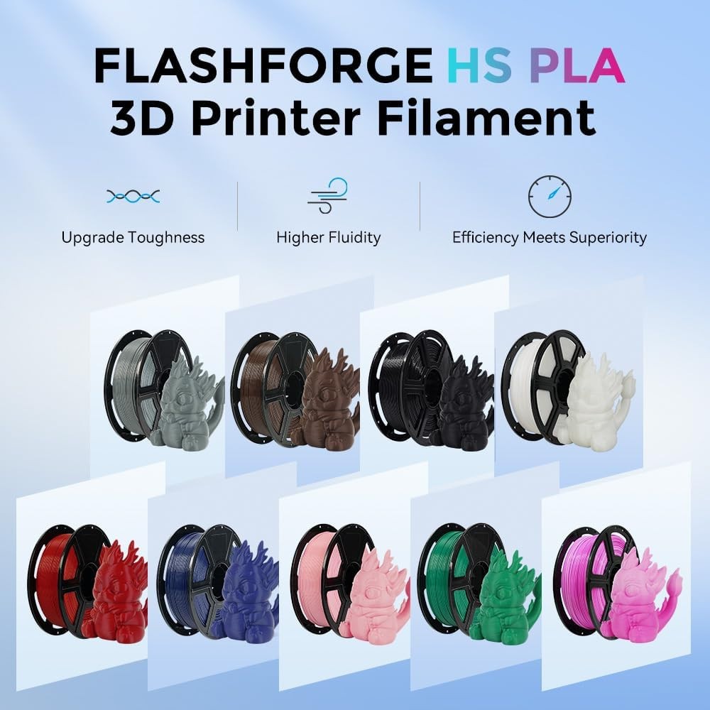 FLASHFORGE Rapid PLA Filament 1.75mm 500mm/s High Speed Printing 1kg Spool HSPLA
