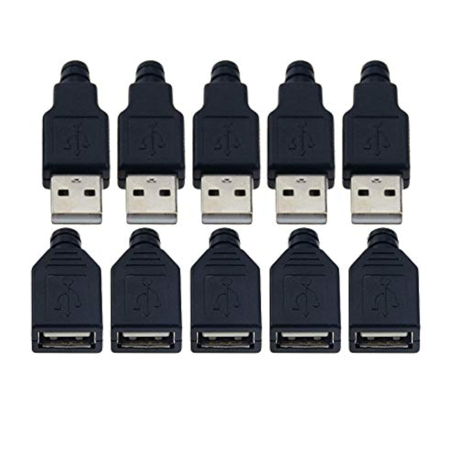 Vizgiz 10 Pack USB Plug Replacement 4 PIN Type a Female Male Socket Connector