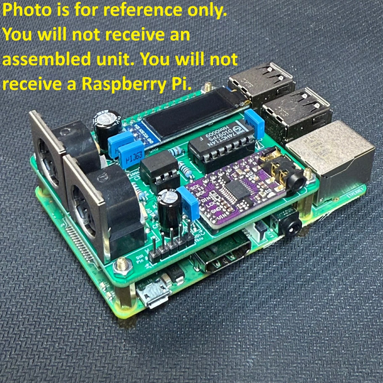 clumsyMIDI DIY Kit w/ PCB – Raspberry Pi HAT for MT32-Pi (Unassembled)