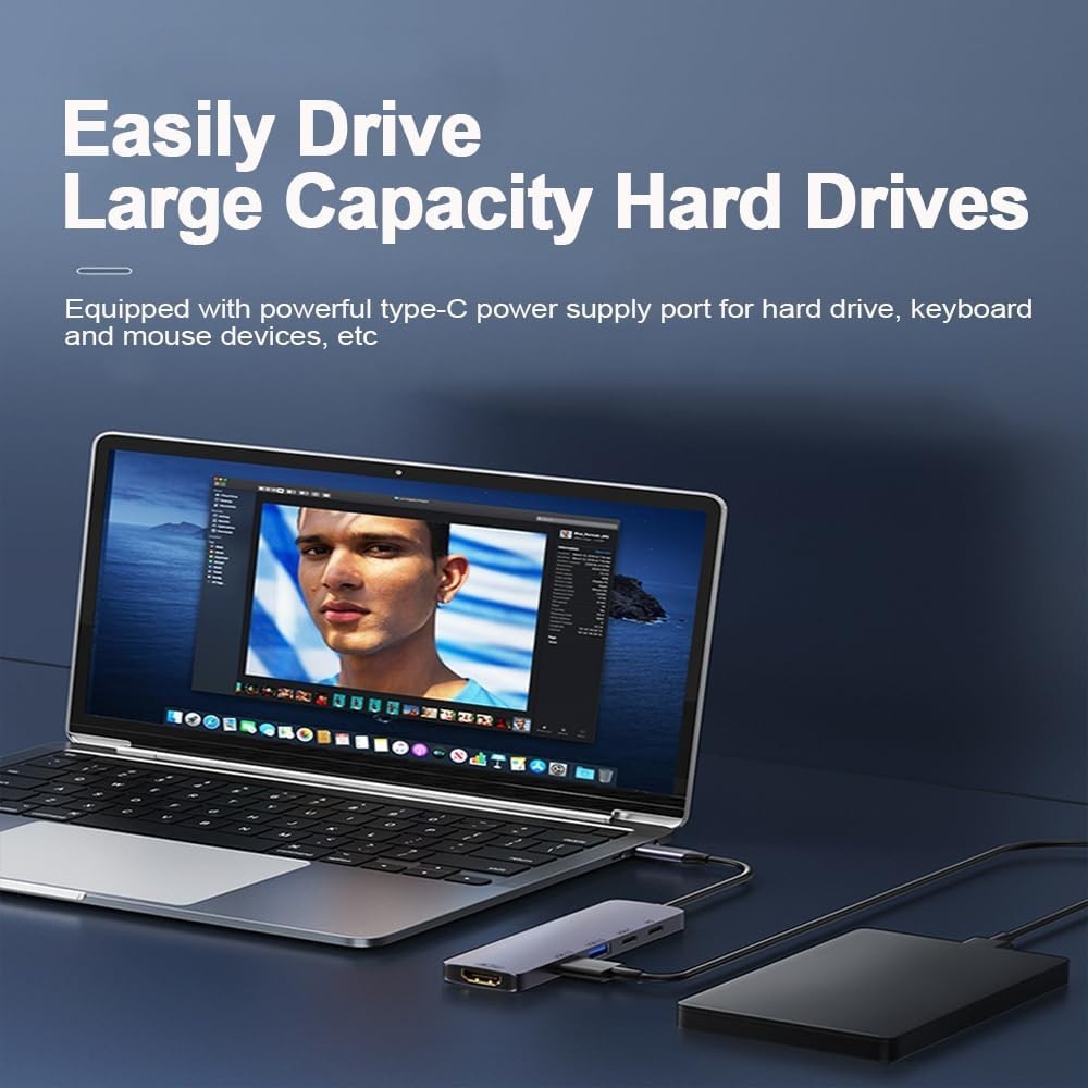 7-in-1 USB-C Hub Multiport Adapter for MacBook Pro/Air iPad Laptop