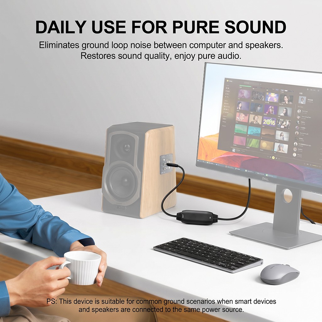 3.5mm Ground Loop Isolator Noise Filter for Car Stereo, Eliminates Hum & Buzz