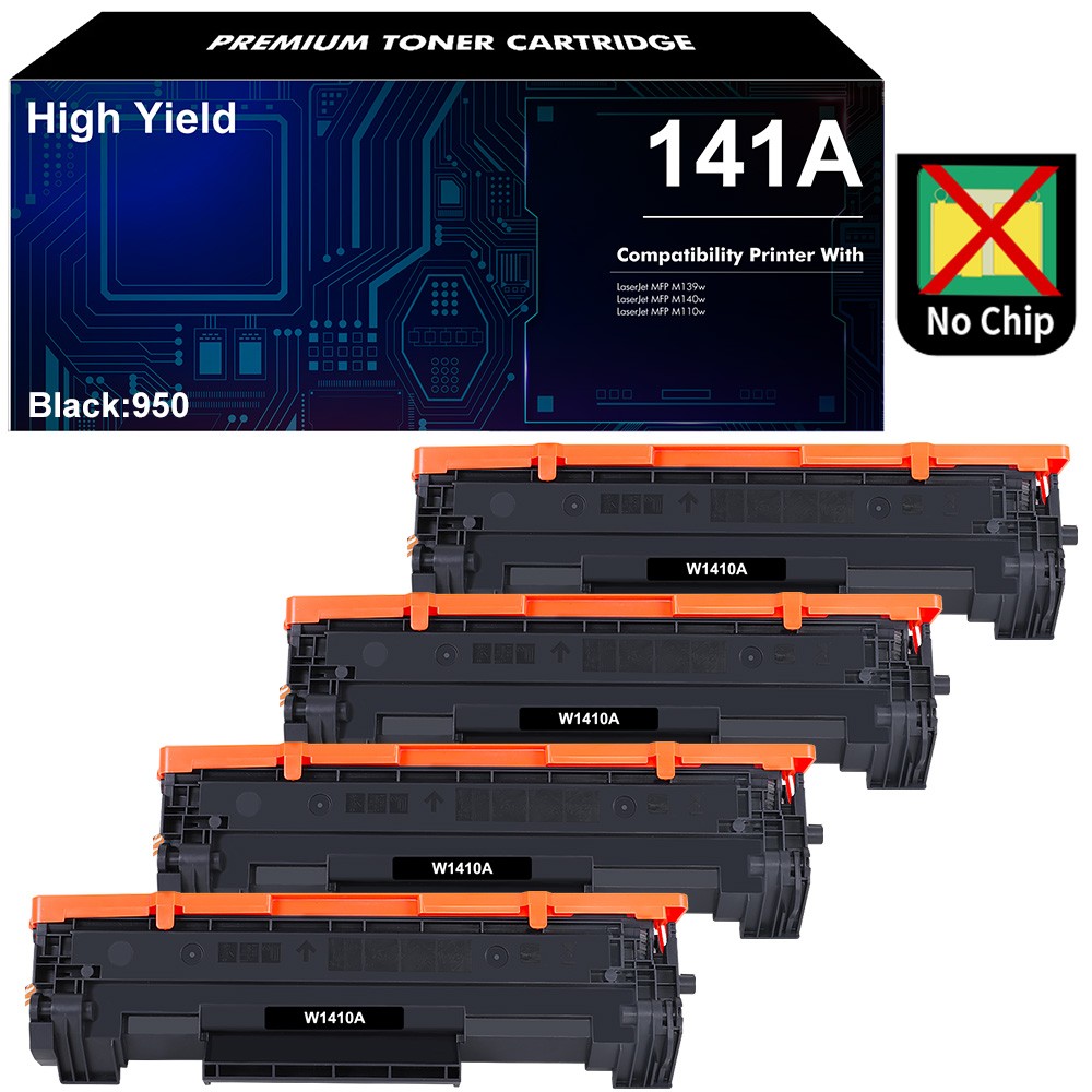 4-Pack W1410A 141A Toner NO CHIP Fits for HP LaserJet MFP M139we M140we M110we B
