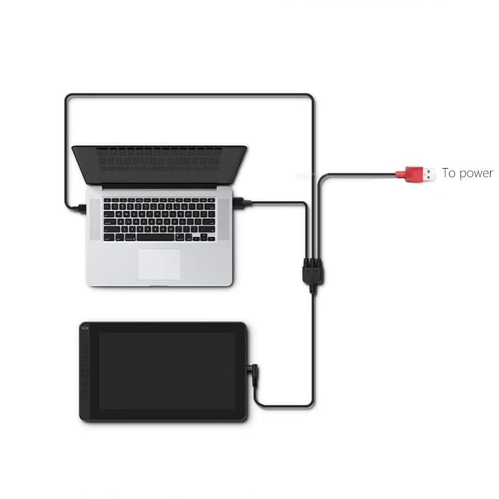 3-in-1 Cable 1.5M for Huion Kamvas 12 13 16 (2021) – Connects Display