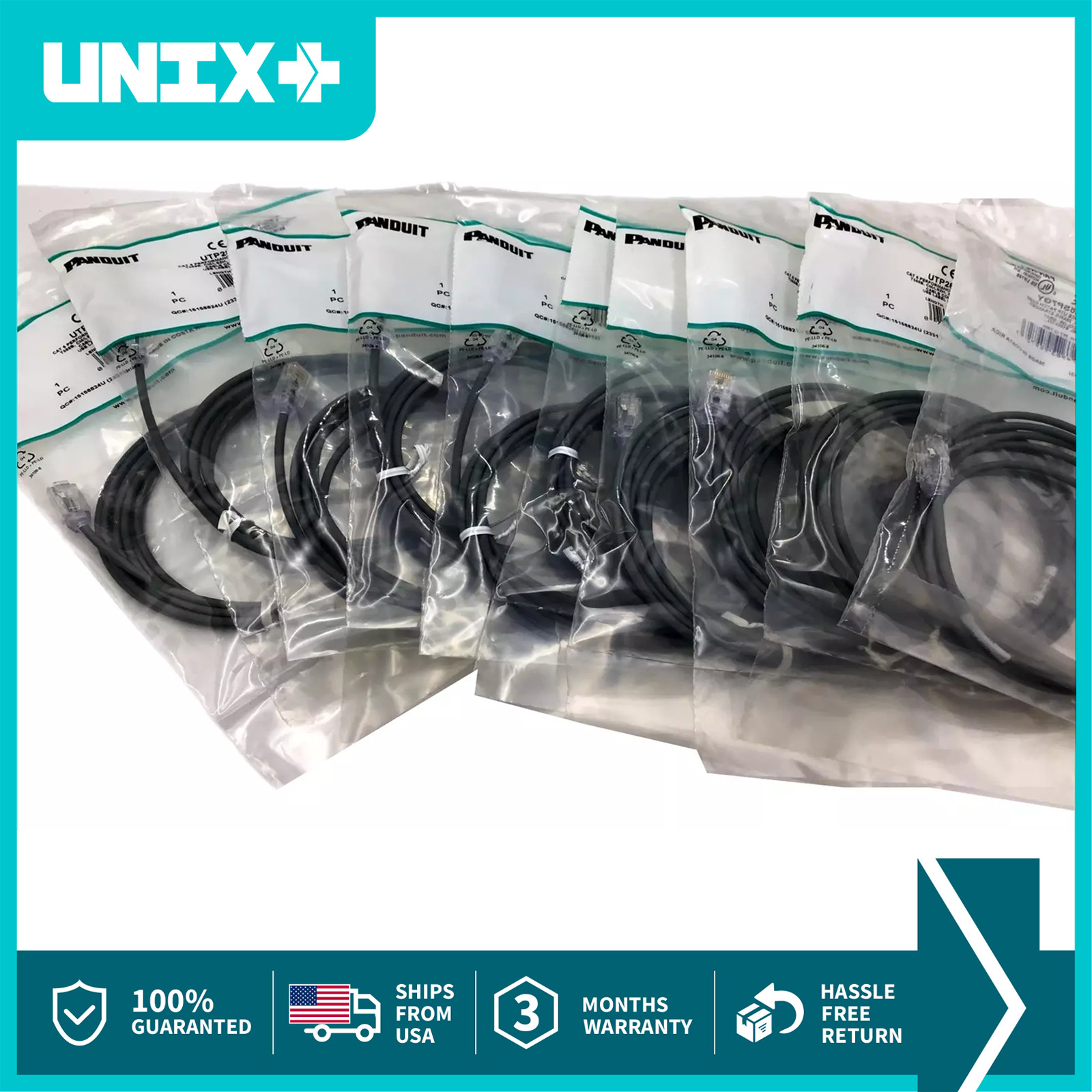 Panduit 10 pack Cat 6 UTP Patch cord T568B CM/LSZH 28 AWG Stranded Cable Gray