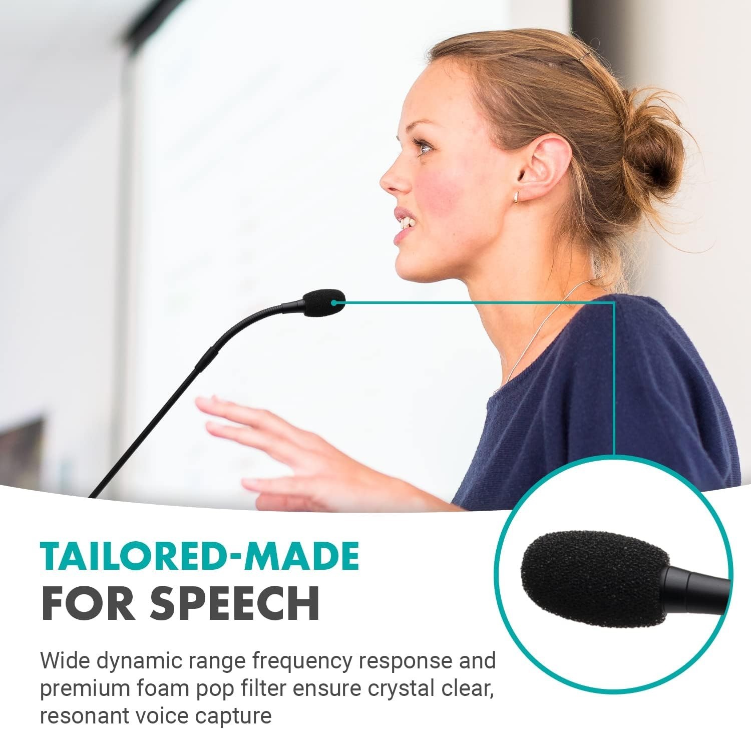 Movo GM-5 Professional 18-inch Gooseneck Microphone with USB Interface Stand