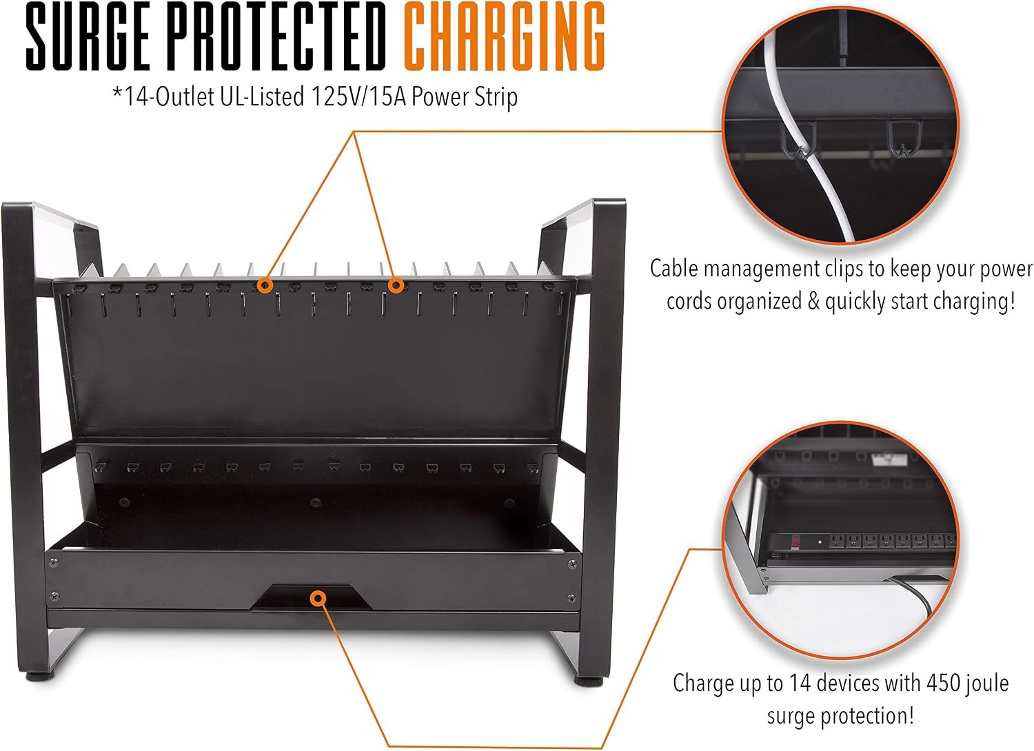 Line Leader 14 Device Open Charging Cart for Laptops Tablets & Chromebooks