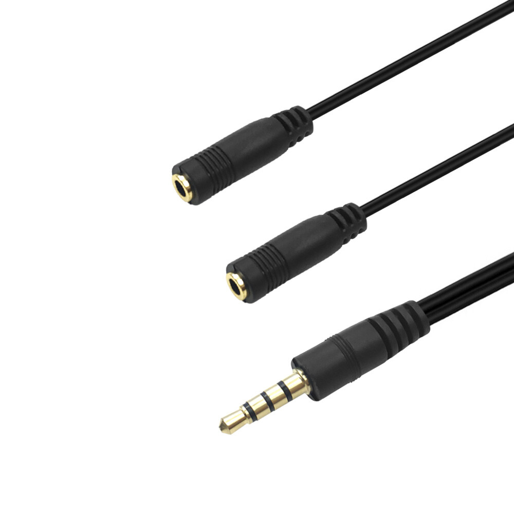 3.5mm TRRS Male To Dual 3.5mm TRS Female Headphone and Mic Breakout Cable for PC