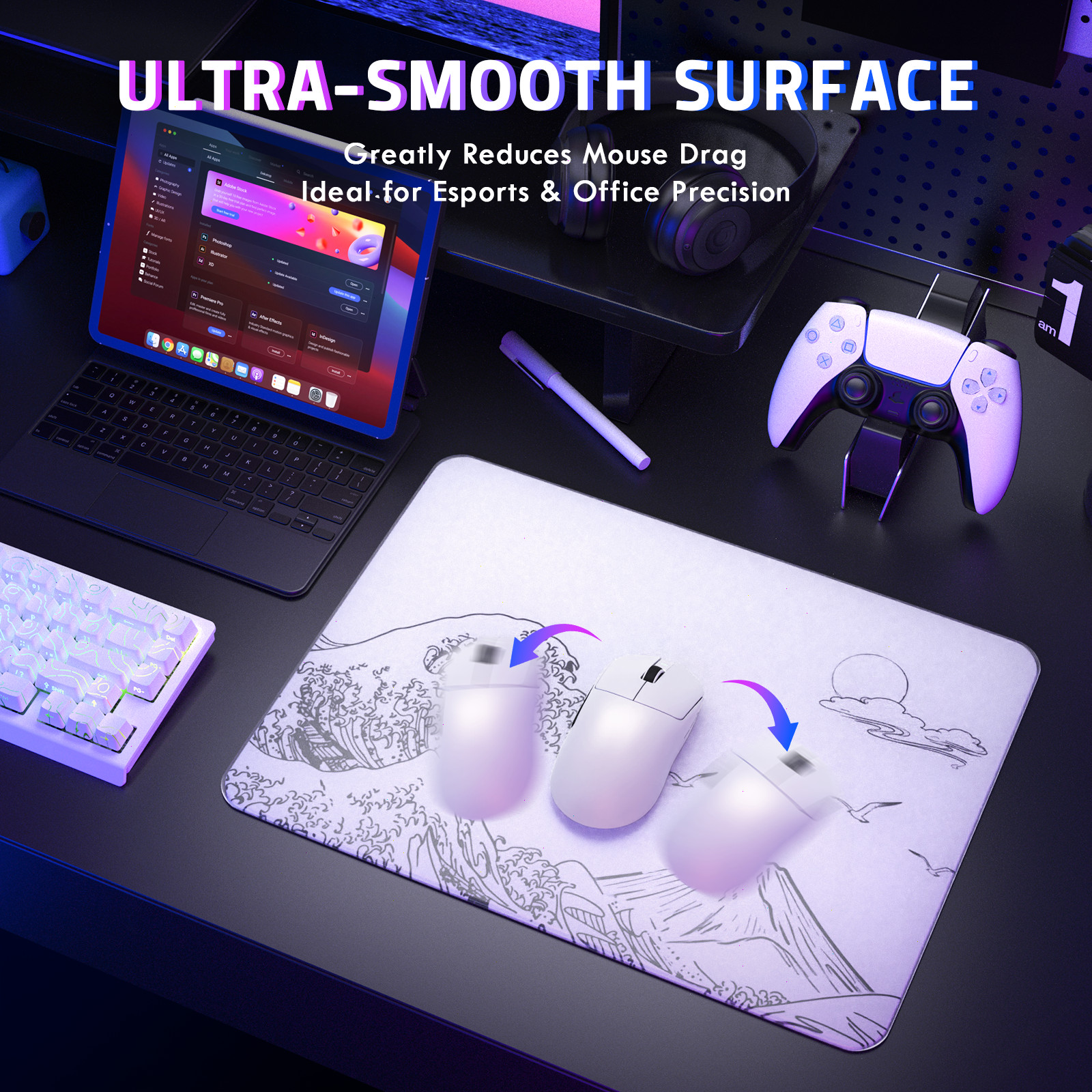 ATTACK SHARK CM05SE Tempered Glass Mouse Pad Hardness Anti-Scratch Ultra-Smooth