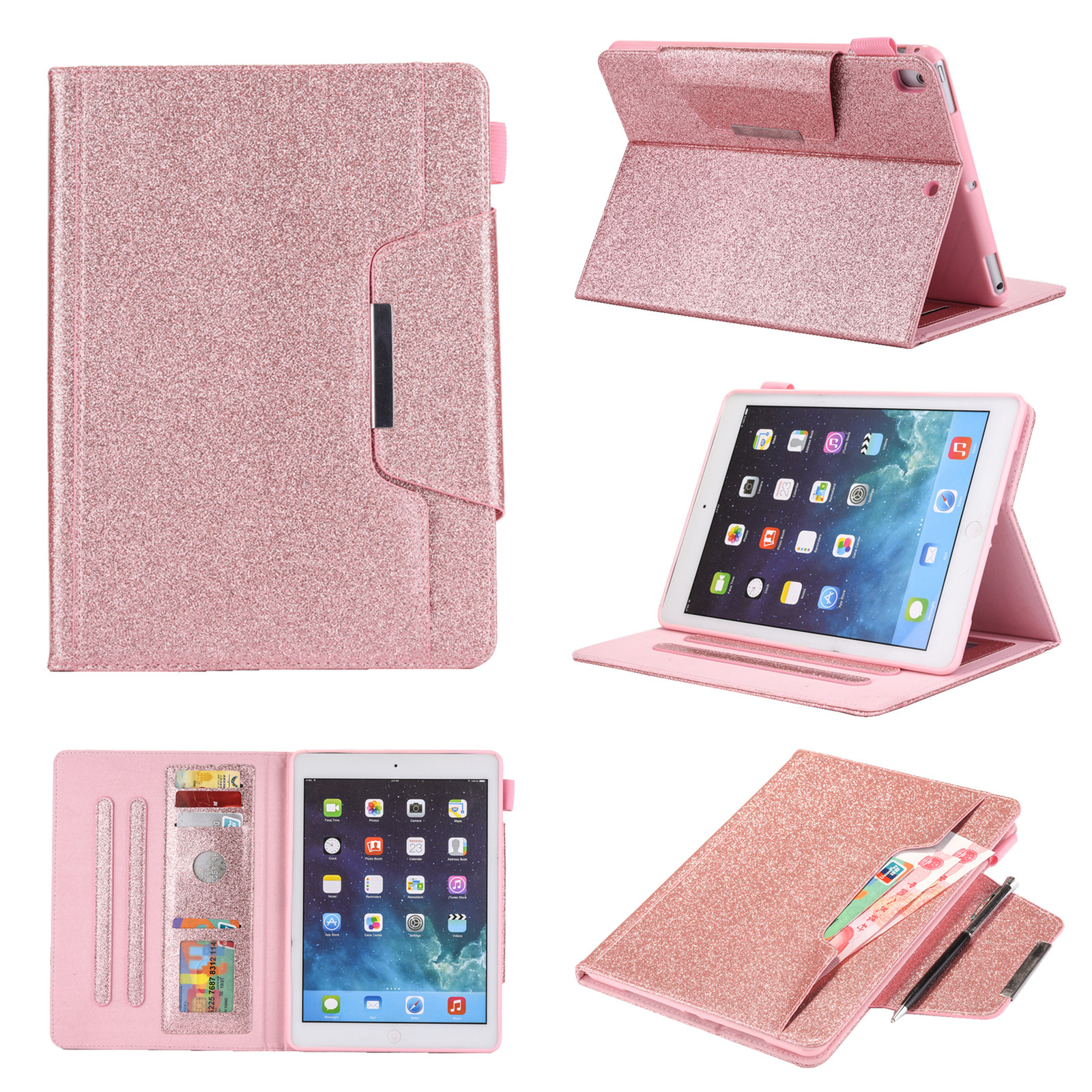 Smart Pocket Wallet Stand Case Cover for iPad 5 /6th/7th/8th/9th/10th Generation