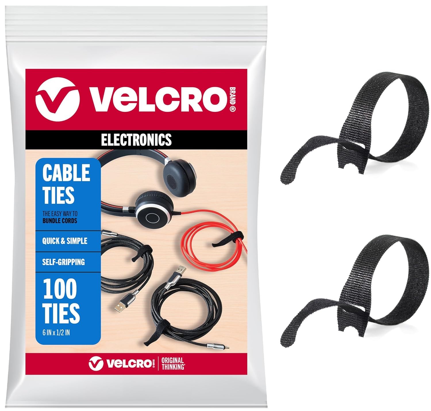 VELCRO Brand ONE-WRAP Cable Ties (Select Size & Color)