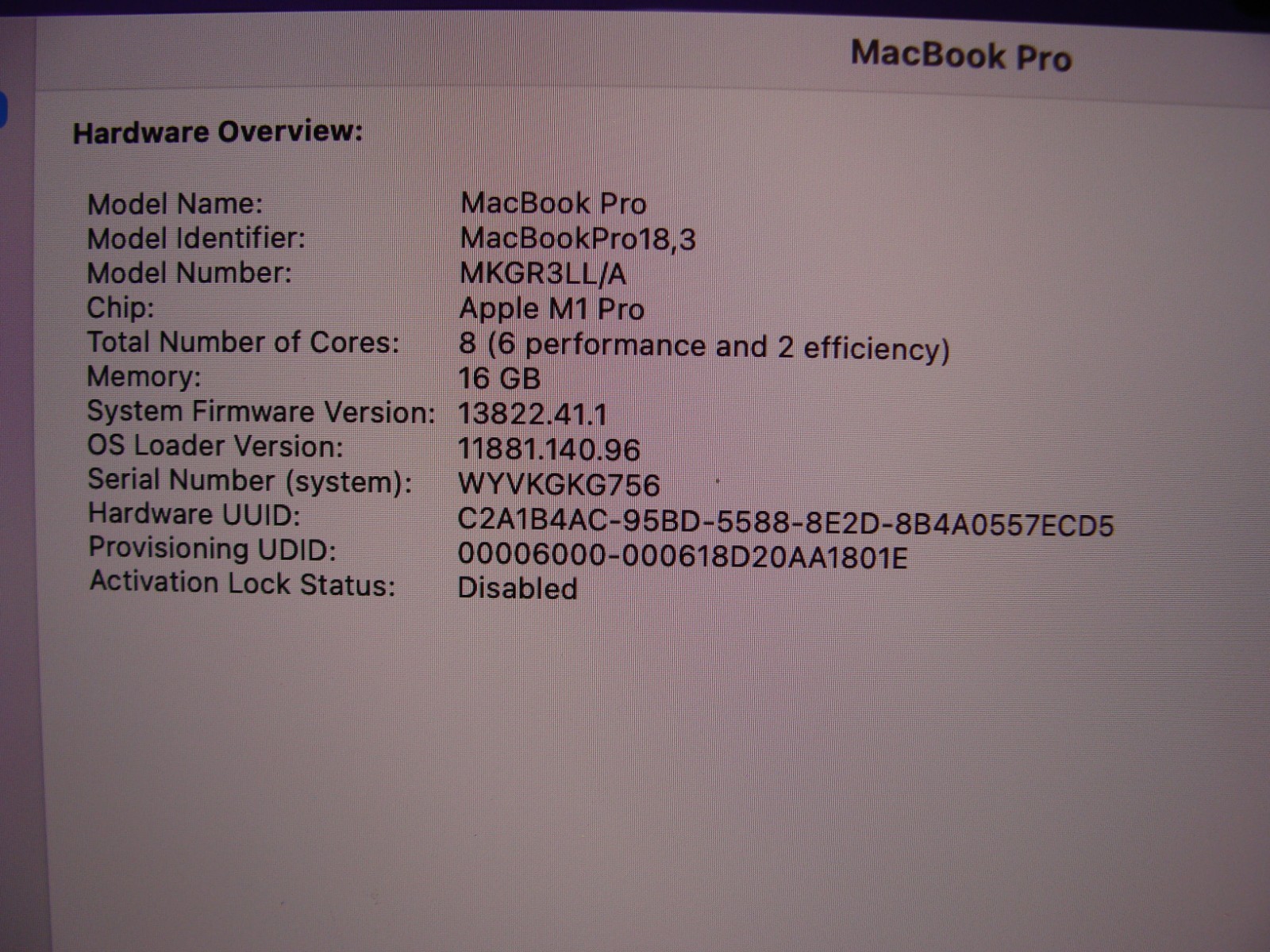 Apple MB Pro A2442 14″ 2021 M1 Pro 8CPU/14GPU 3.1GHz 16GB 512GB MKGT3LL/A Silver