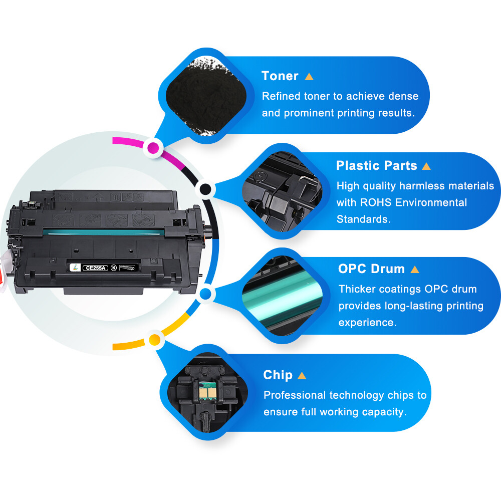 8 Pack CE255A 55A Toner fit for HP LaserJet Pro P3011 P3015D P3015n P3015X P3016