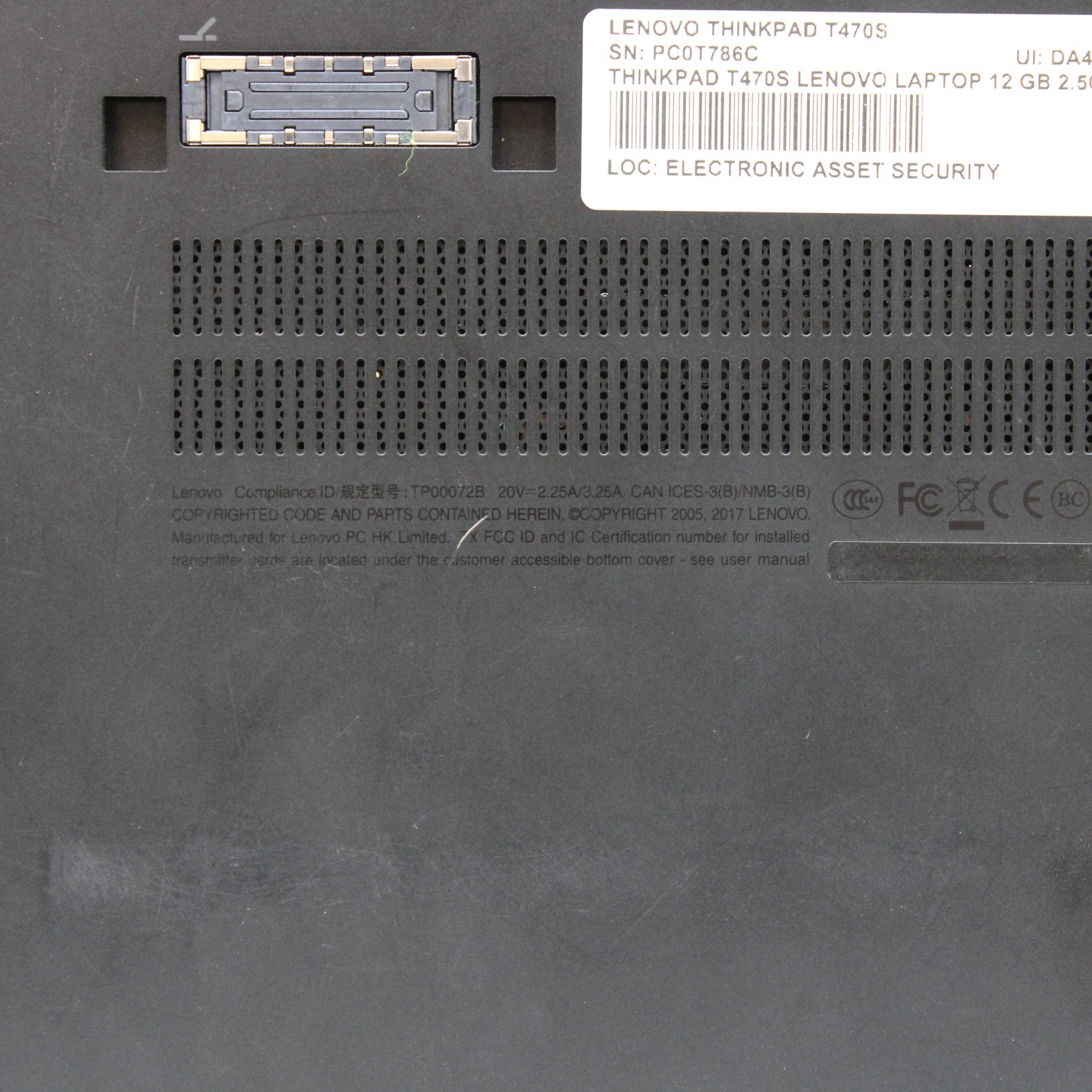 Lenovo ThinkPad T470S 14in i5-7200U 2.5GHz 12GB RAM FHD No OS, Drive, Power Cord