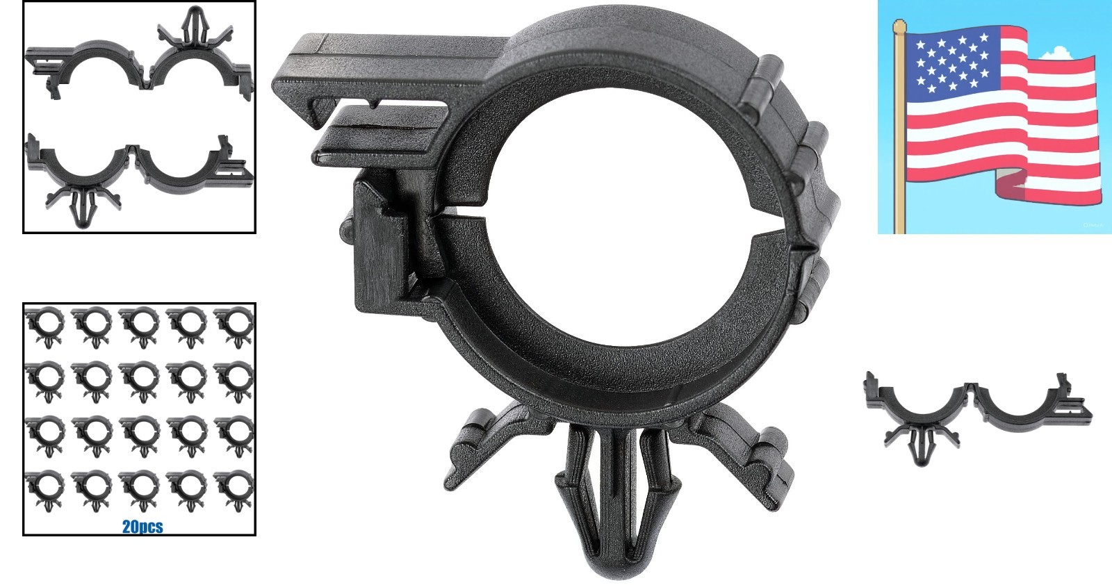 20pcs I.D. 3/4”, O.D. 1”, Fits 1/4″ Hole Wire Loom Routing Clip for GM 381665…