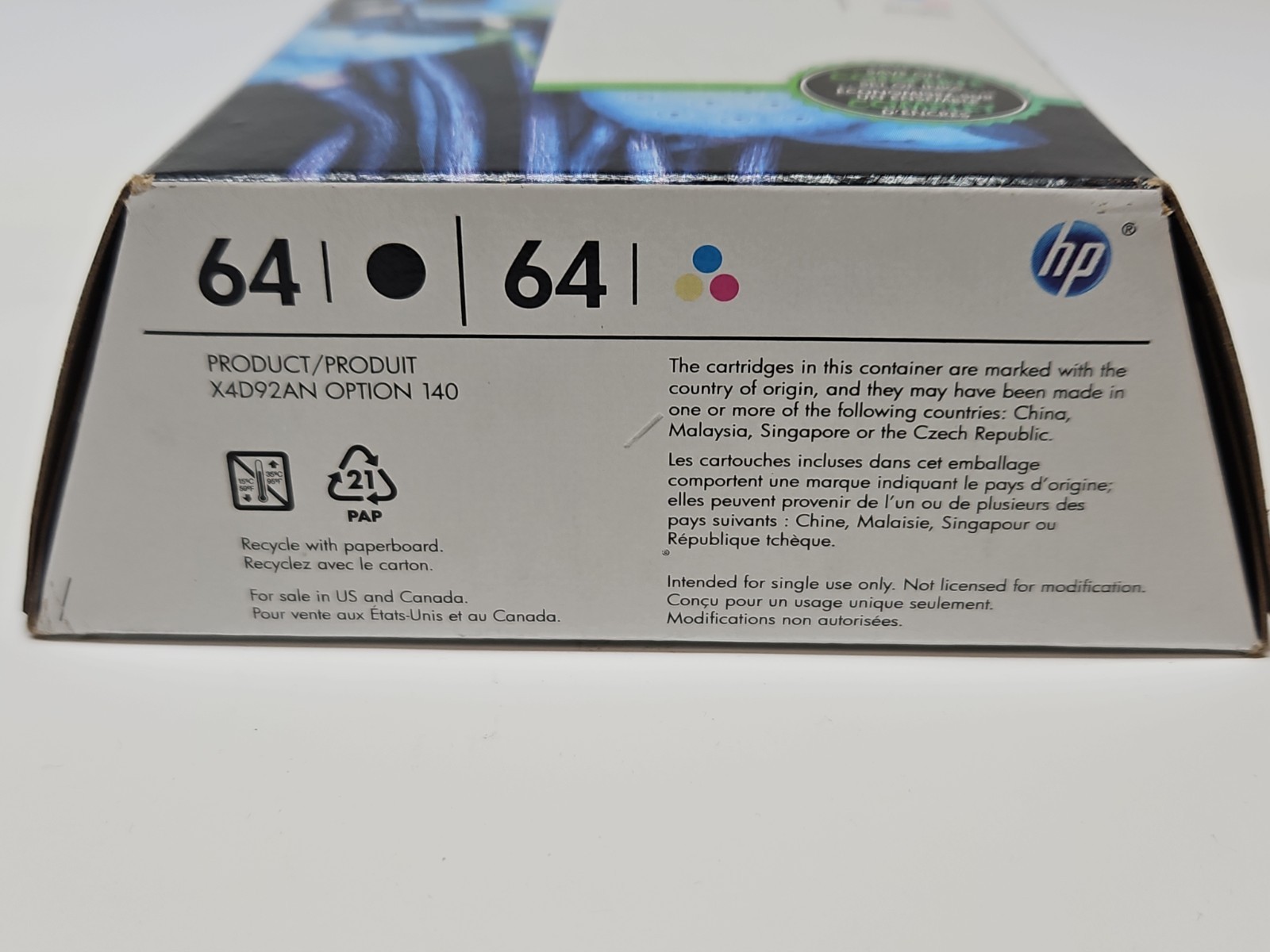 HP 64 Black Tricolor Ink Cartridge Set X4D92AN N9J89AN N9J90AN Exp 2020 OEM Box