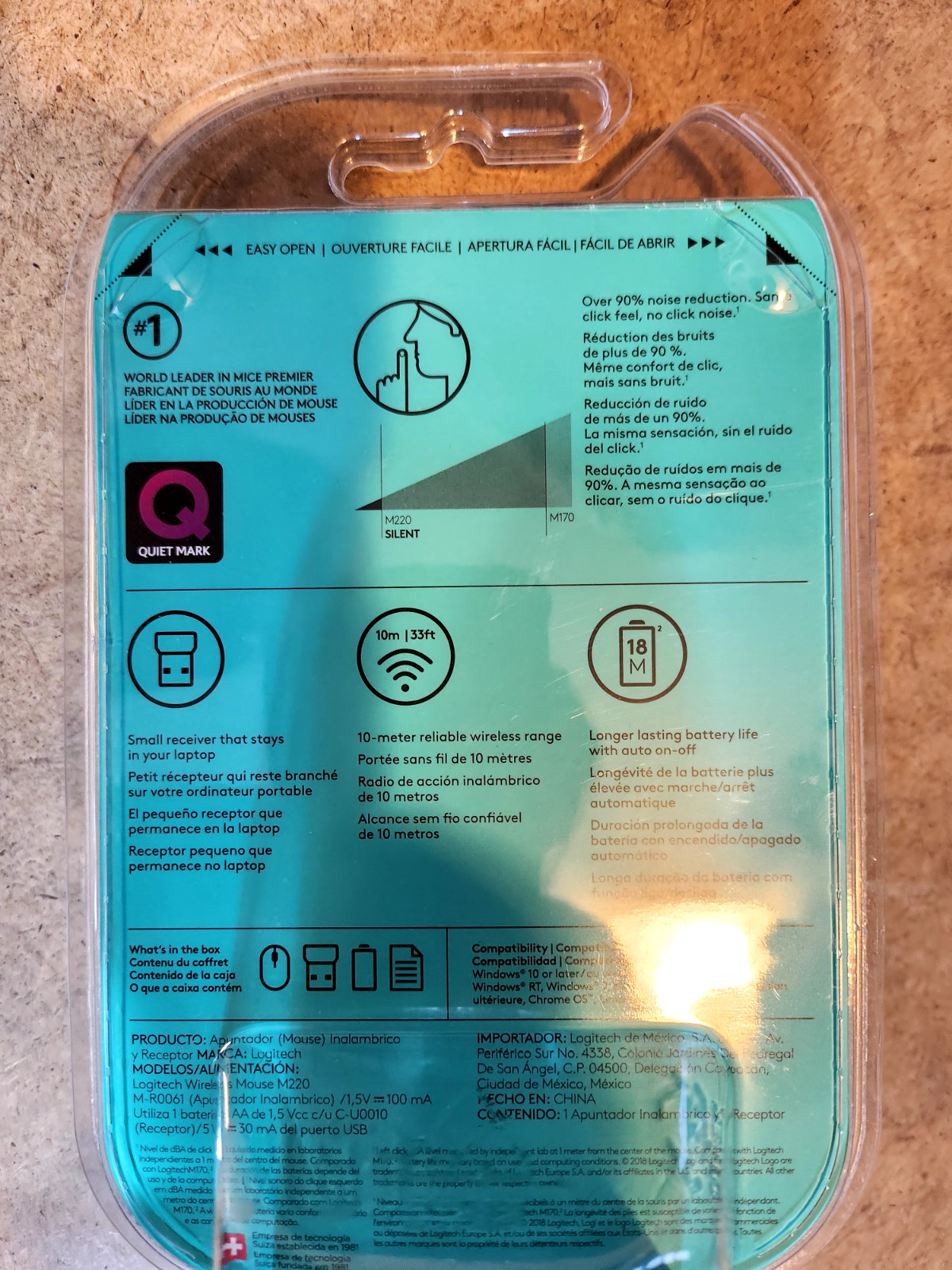 Logitech M220 Silent Wireless Mouse Black (910-005522)- NEW & Sealed (HS)
