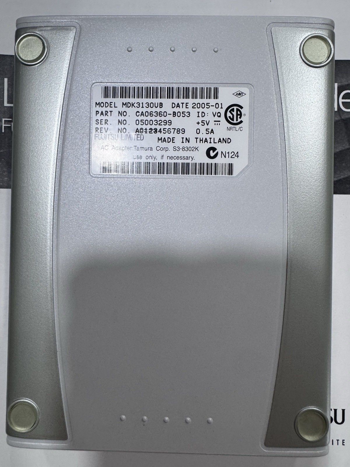 Fujitsu DynaMO 1300U2 Pocket 1.3GB MO disk drive Used Japan