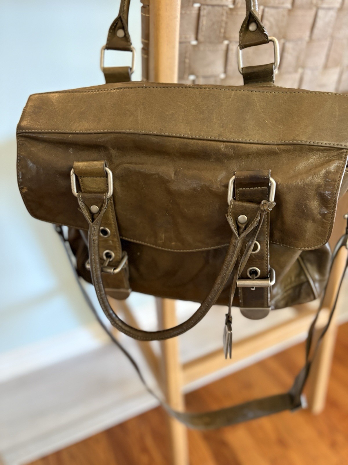 NM 100L Vintage Leather Shoulder Bag Messenger Briefcase Computer Bag Business