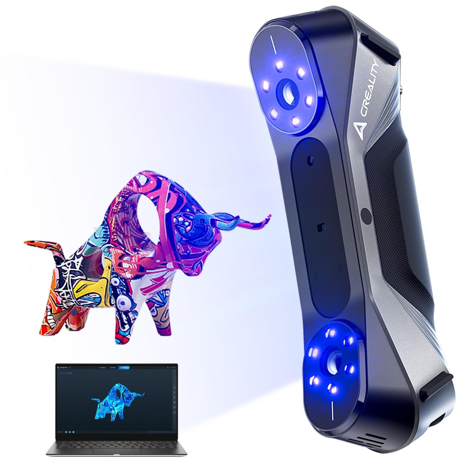 Creality Raptor 3D Scanner for 3D Printing, Multiple-line Blue Laser & NIR Ha…
