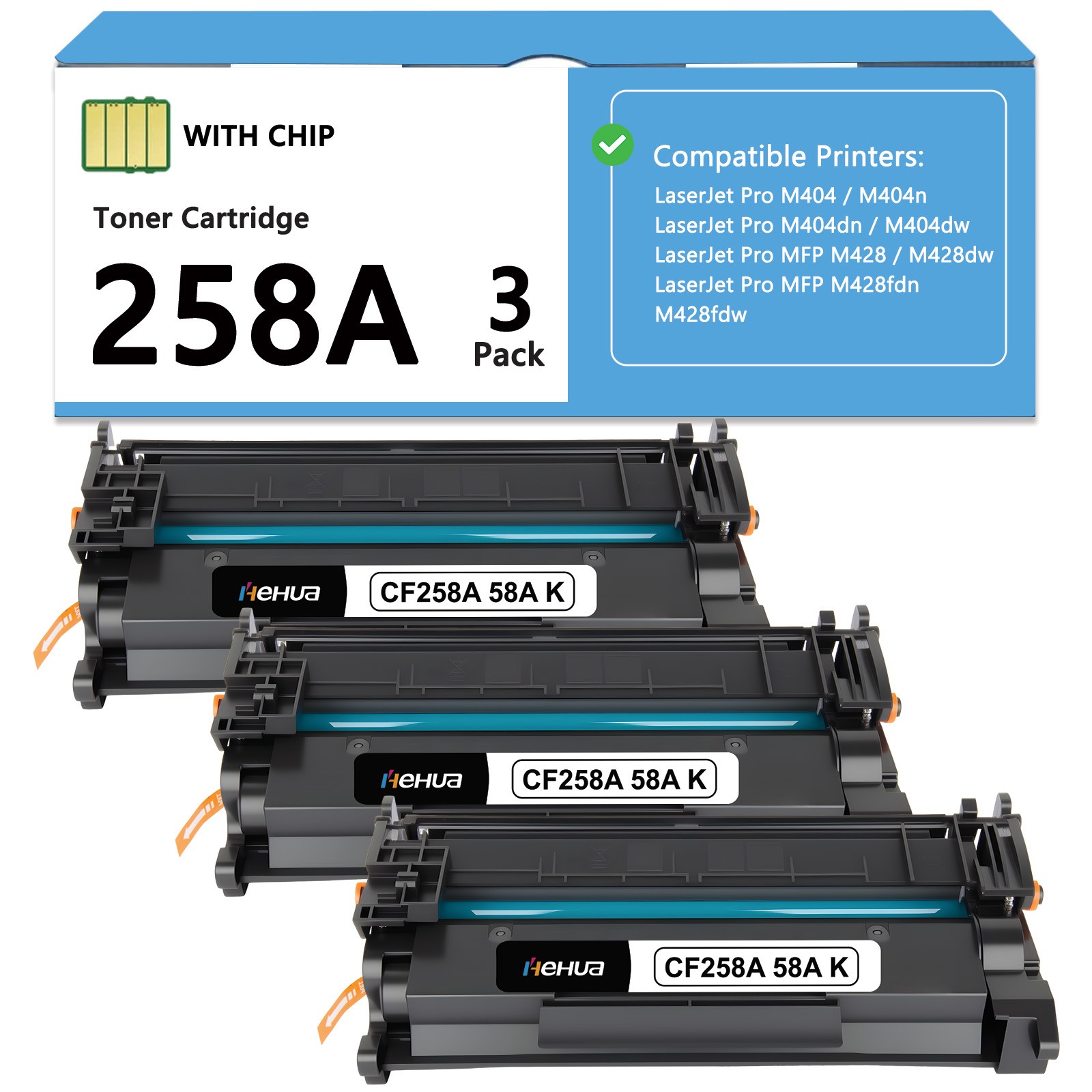 CF258A 58A Toner With Chip for HP LaserJet Pro M404 M404n M428dw MFP M428fdw