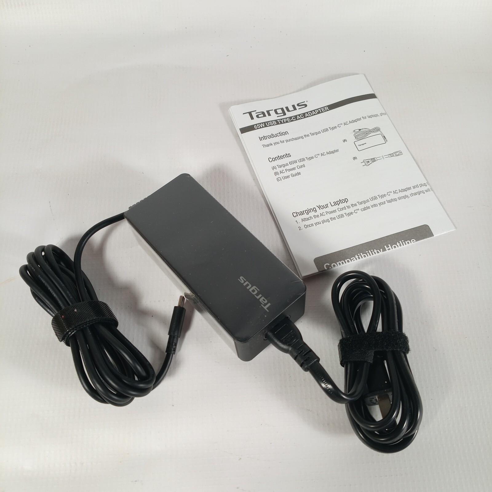 Targus AC Adapter 65W USB-C Laptop Tablet Phone Charger APA107