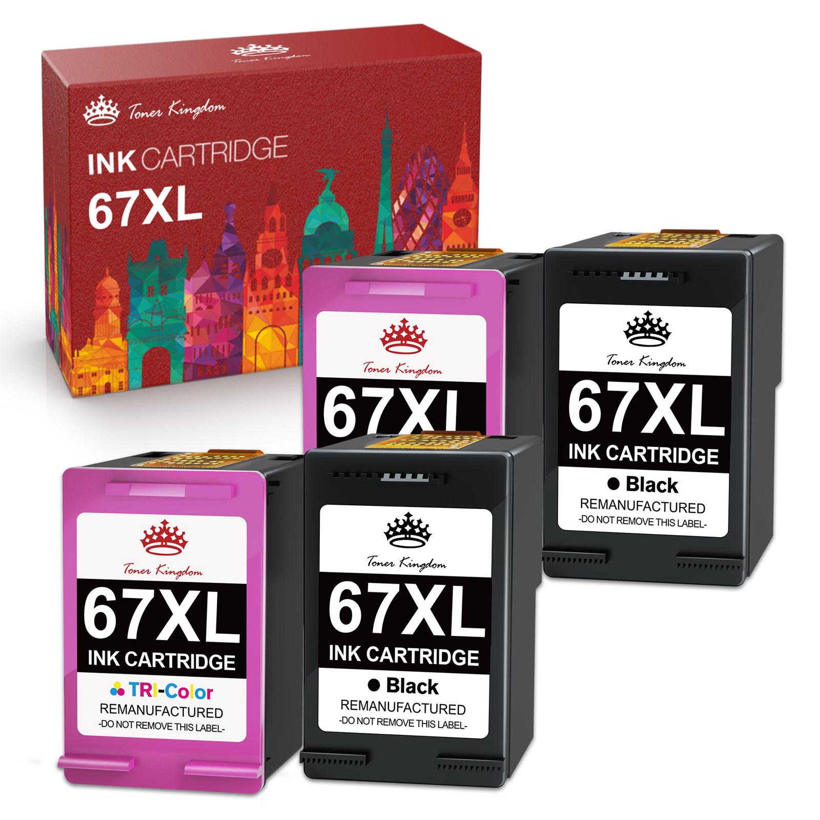 4PK Black Color Ink Cartridge 67XL FOR HP ENVY 6052 6055 6058 6075 6455 6458