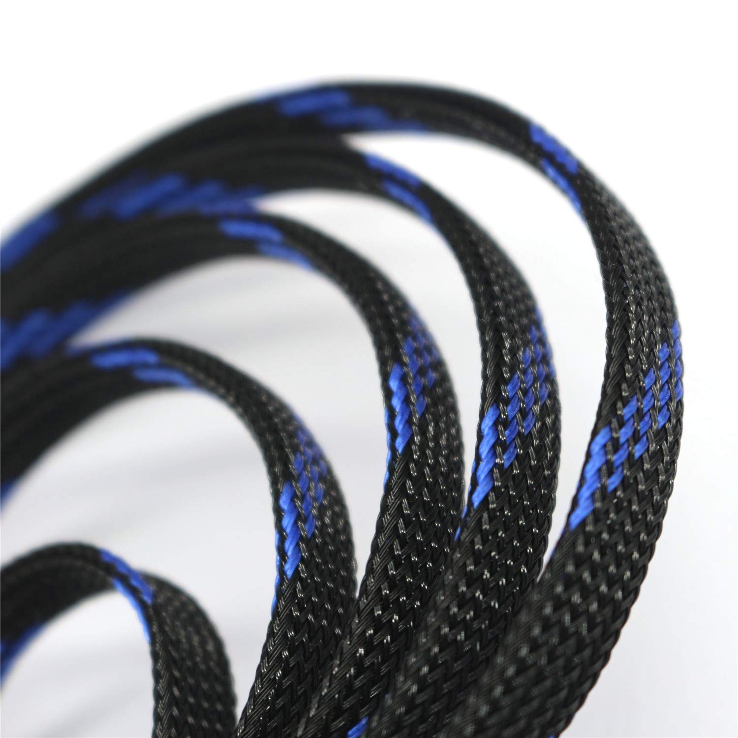 30ft PET Expandable Sleeving Wire Cable Sleeve (2/5″ Steel Blue&Black 30ft)