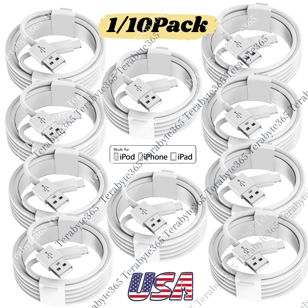 1/10X Lot USB Cable 3Ft/6Ft For iPhone 14 13 12 11 XR X 8 6 Airpod Fast Charger