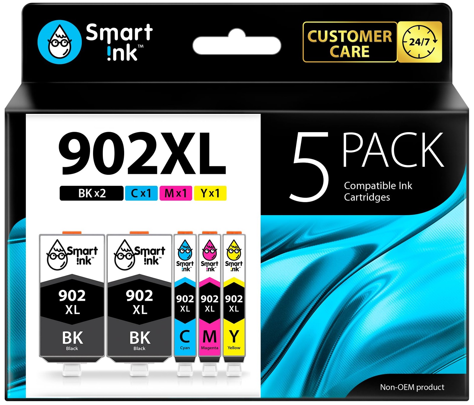 5-Pack HP 902XL Ink Cartridges for OfficeJet Pro 6978, 6968, 6974, OfficeJet 695