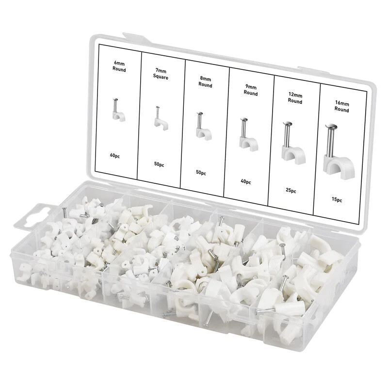 240 PC Round Cable Clips With Nail Cord Holder Wall Mounting Clip Tacks