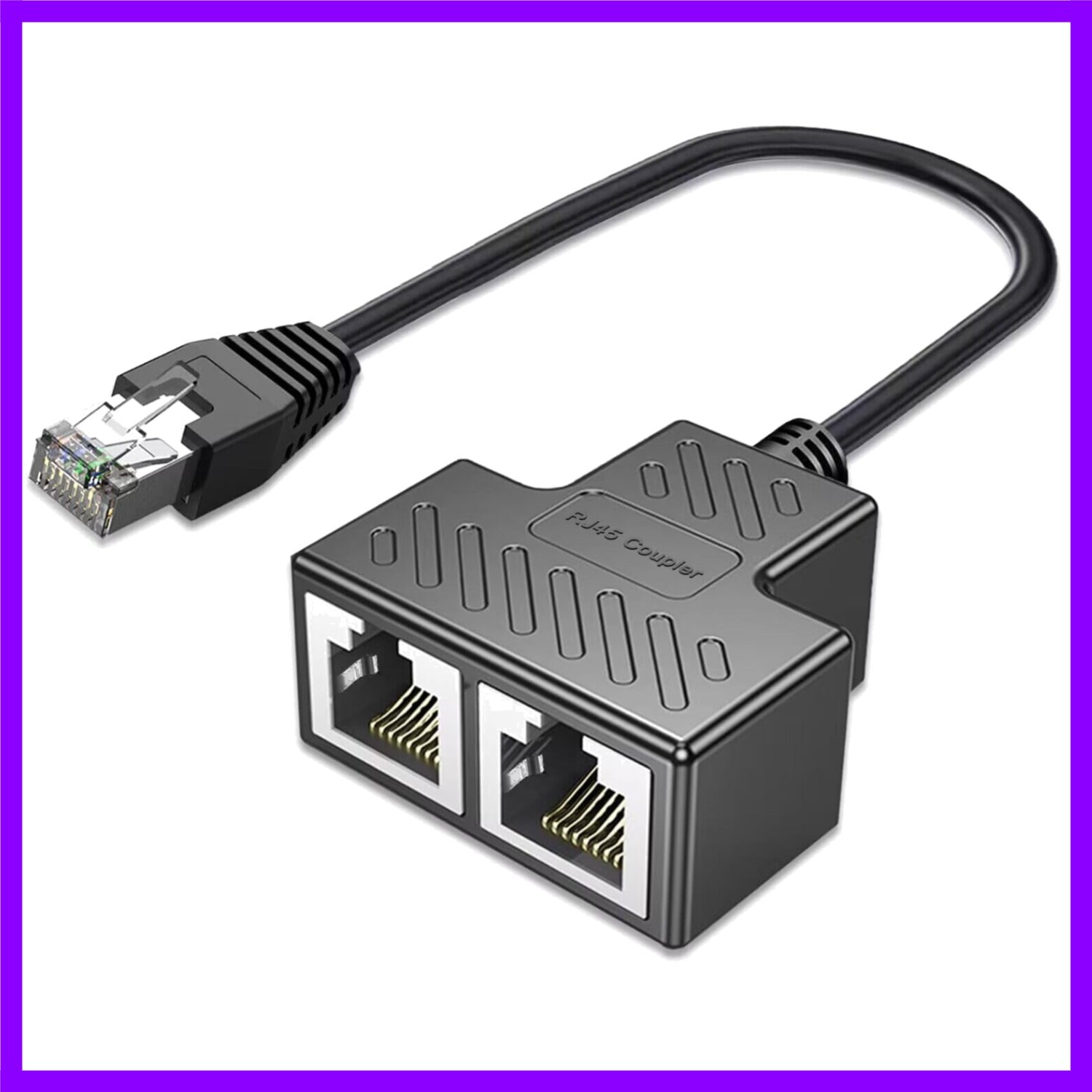 Ethernet Splitter, RJ45 1 Male to 2 Female LAN Cable Splitter black