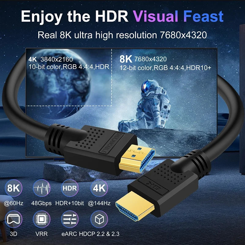 HDMI Cable 5FT 1.5M Bluray 3D DVD PS4 HDTV XBOX LCD HD TV 1080P High Speed Black