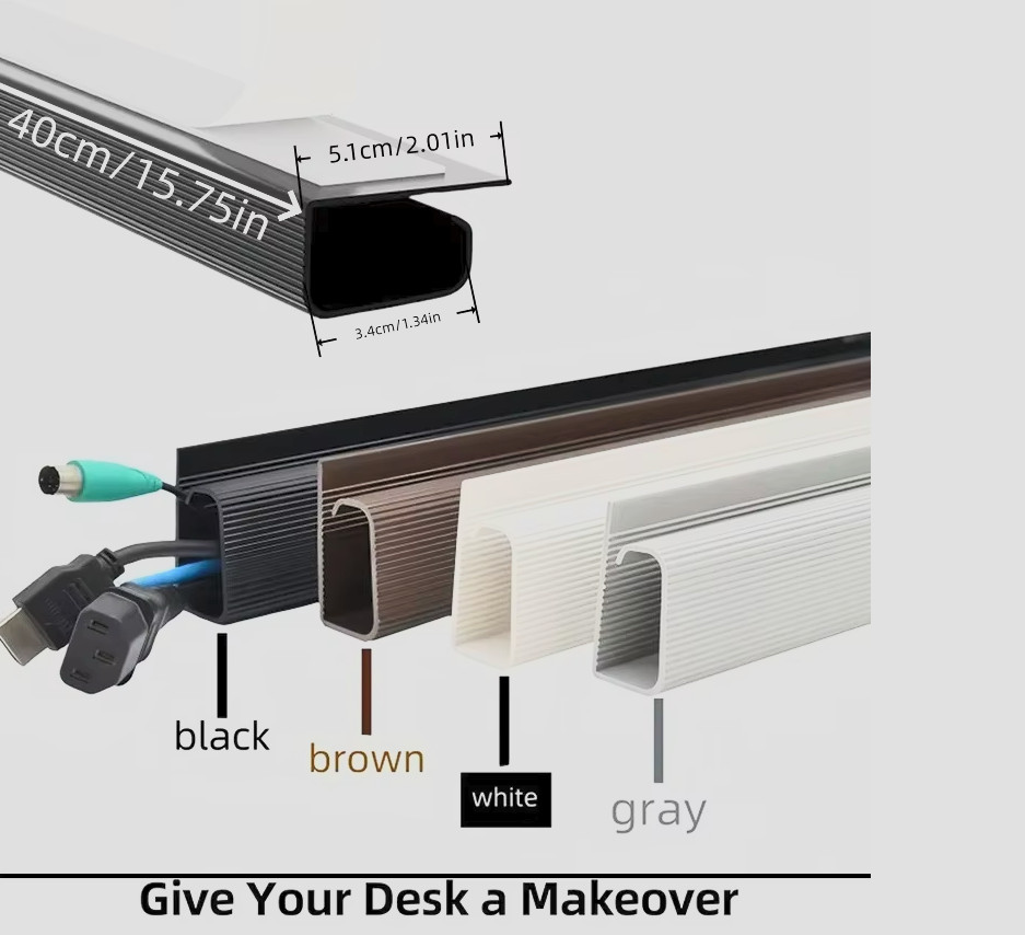 PVC Under Desk Cable Management Tray No Drill Wire Organizer Cord Hider Home Off