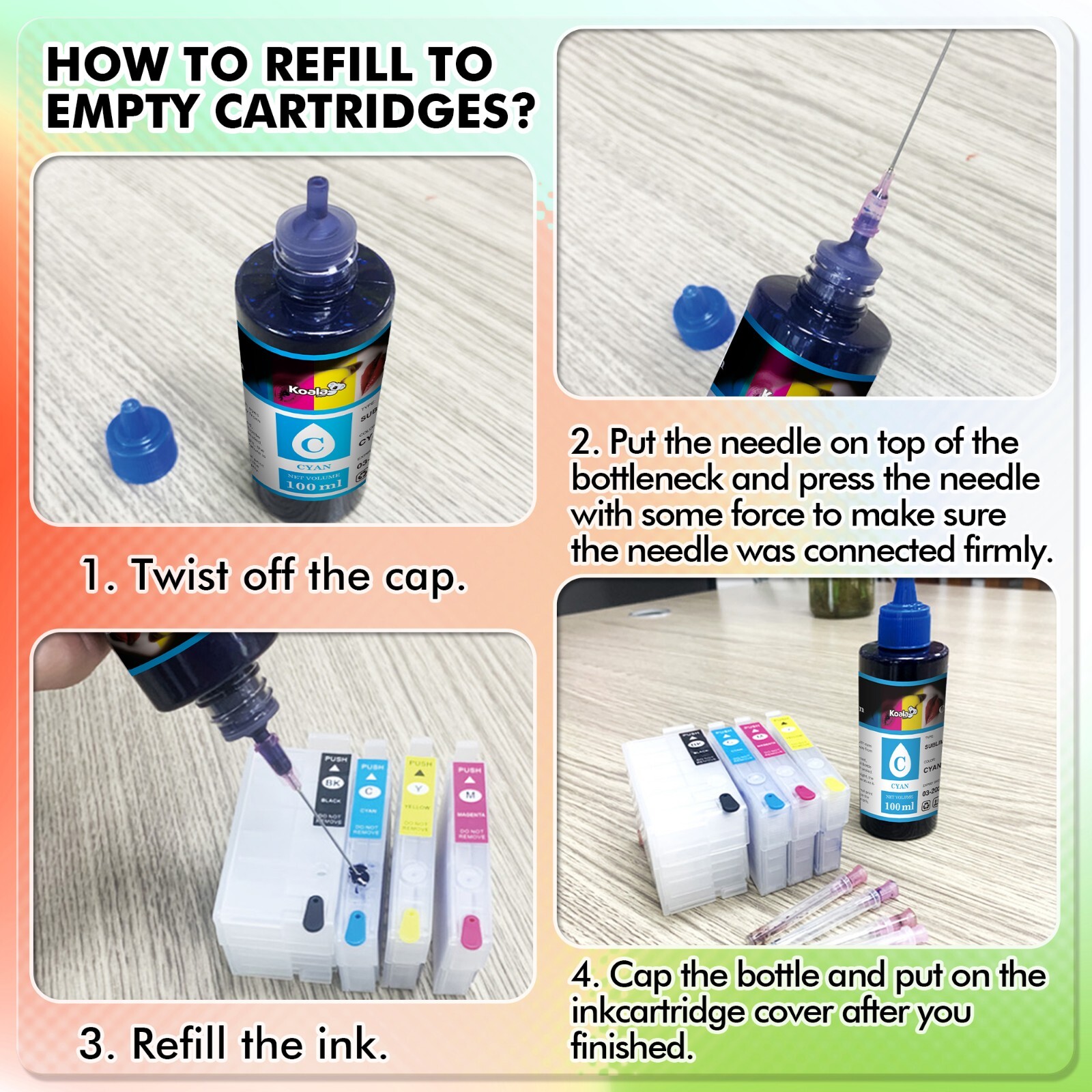 Koala Sublimation Ink for Inkjet Printer ET-2760 2720 2803 2400 WF-7710 400ML