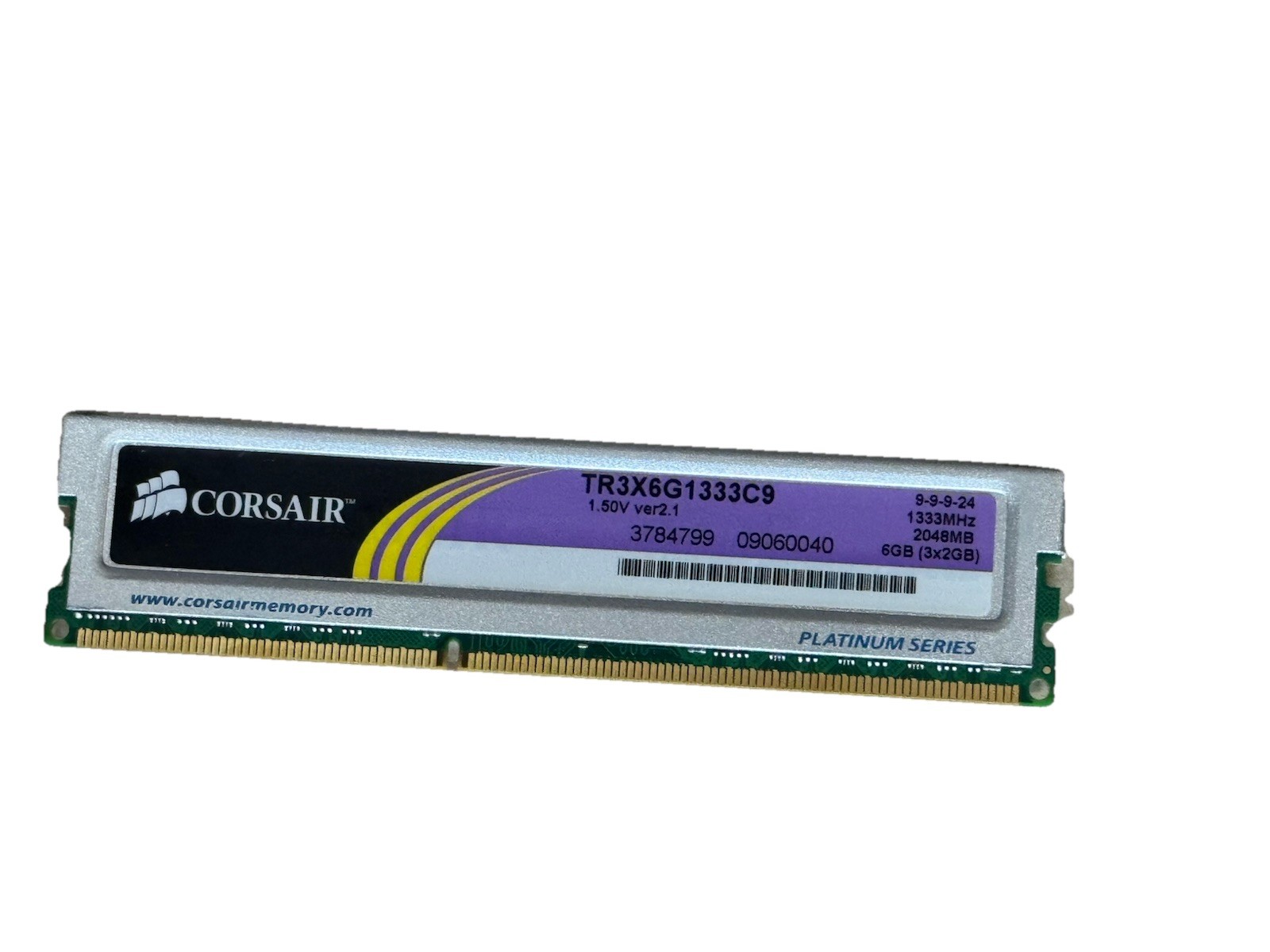 2x Corsair SDRAM 1333 MHz SDRAM Memory (TR3X6G1333C9) DDR3 XMS3 (R3)