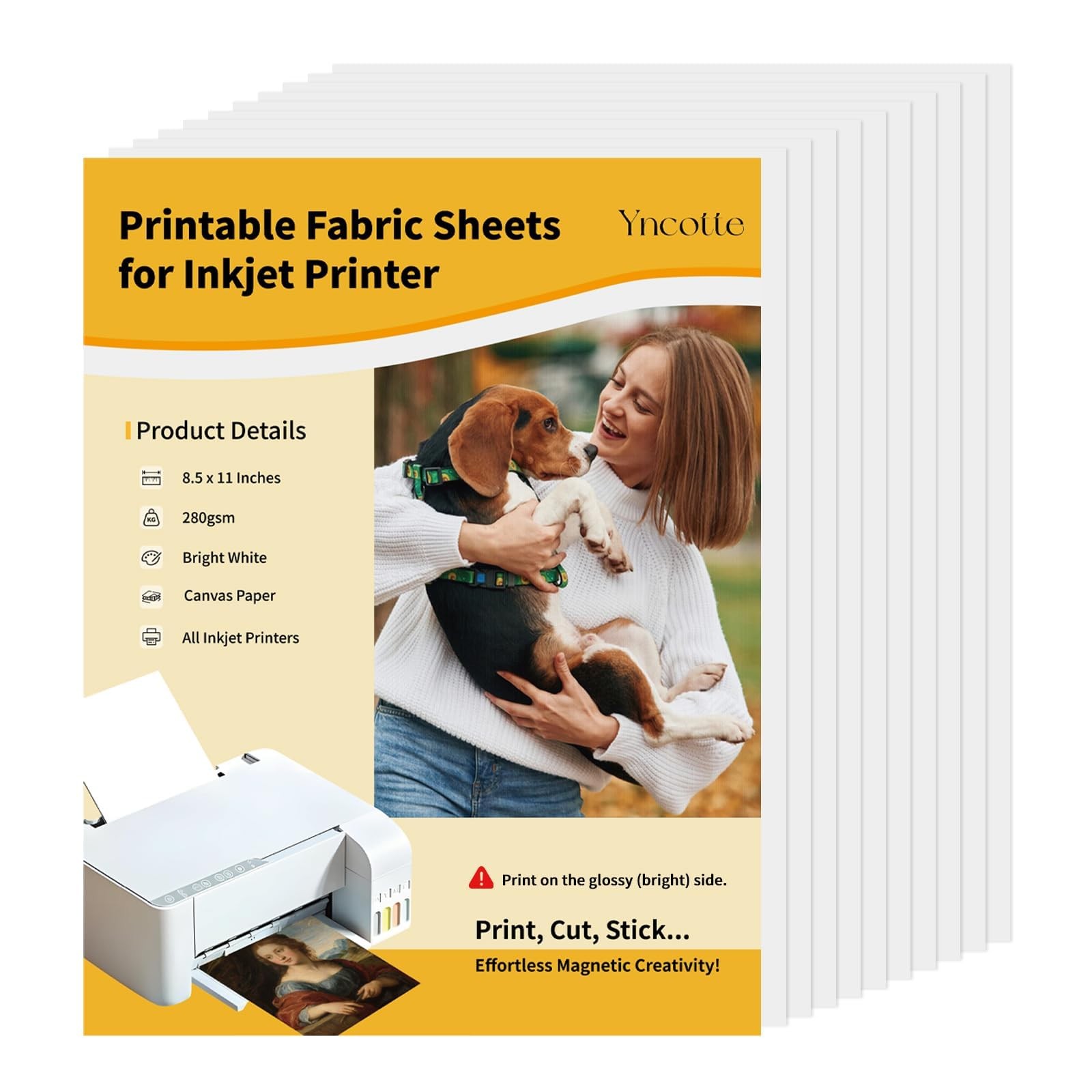 10Pcs Fabric Print Sheets Inkjet Printers 8.5×11″ Bright White 280gsm