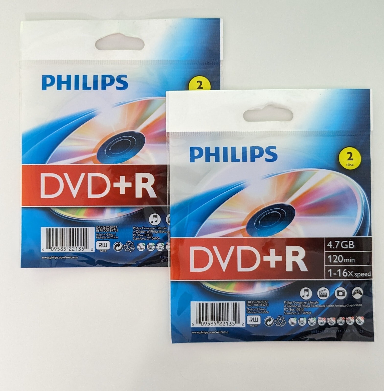 Philips Printable DVD+R 16x 4.7GB Discs 2 disc – 2 packages