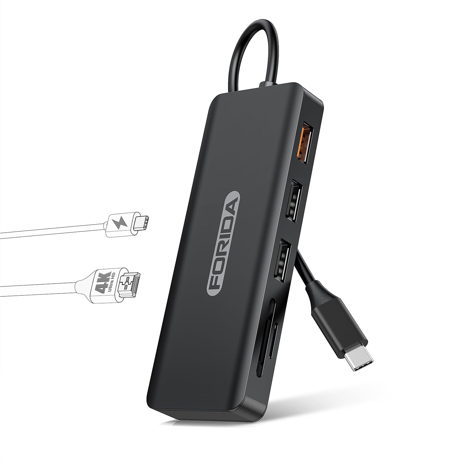 USB C Hub, 7 Ports MultiPort Adapter for MacBook C 3.2, Black
