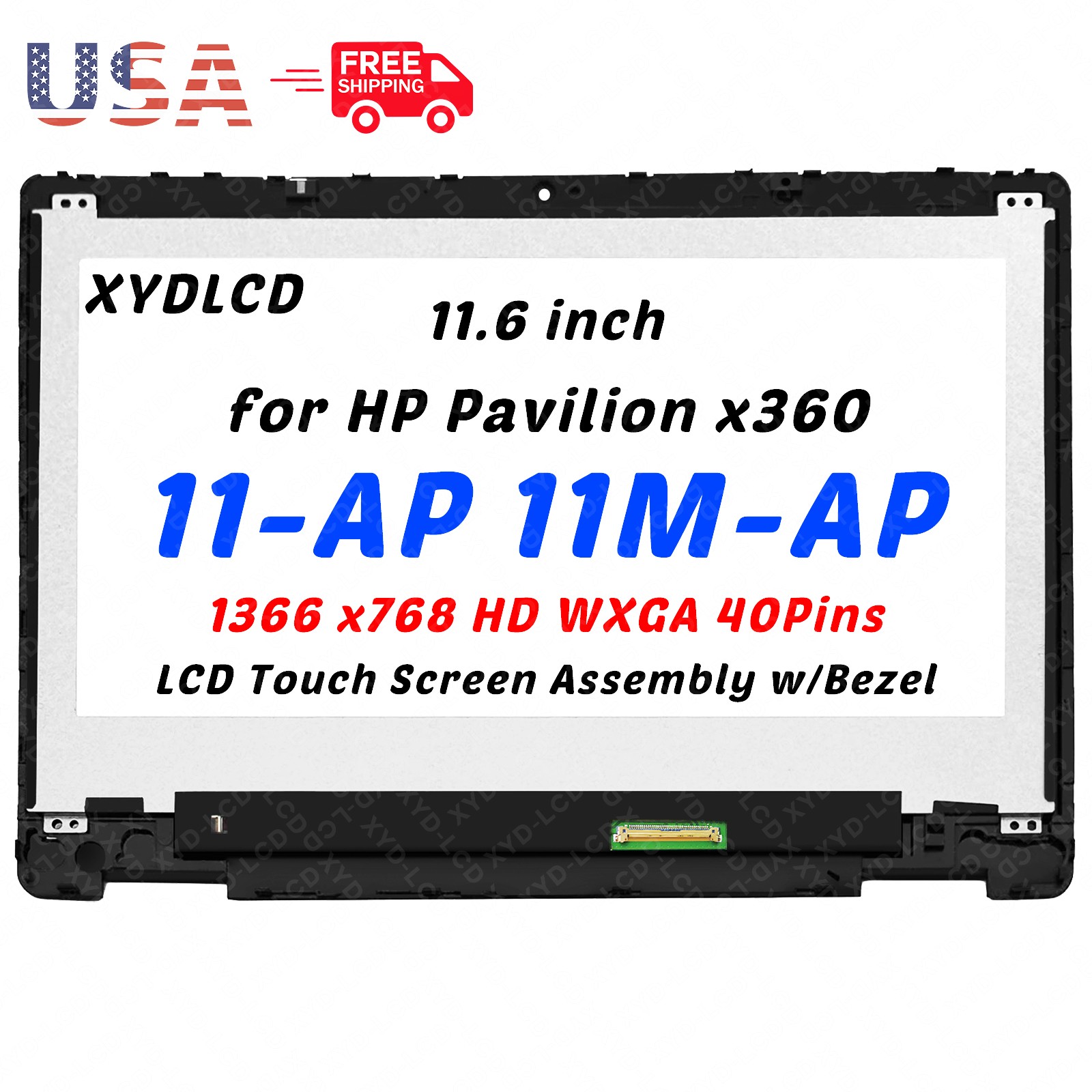 11.6in for HP Pavilion x360 11-AP 11M-AP0033DX LCD Touch Screen Assembly w/Bezel
